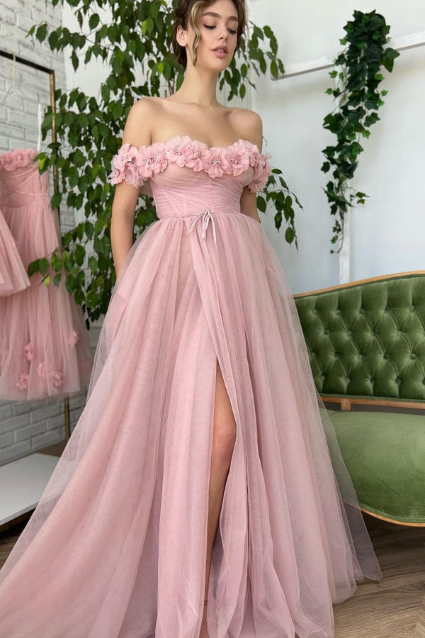 Ball Gown Strapless High Split Sequined Flower Floor-length Vintage Prom Dress-stylesnuggle