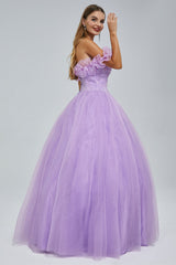 Ball Gown Strapless Tulle Sequined Beaded Floor-length Sleeveless Open Back Prom Dress-stylesnuggle