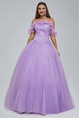 Ball Gown Strapless Tulle Sequined Beaded Floor-length Sleeveless Open Back Prom Dress-stylesnuggle