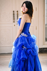 Ball Gown Sweetheart Floor Length Organza Beading Prom Dress-stylesnuggle