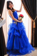 Ball Gown Sweetheart Floor Length Organza Beading Prom Dress-stylesnuggle