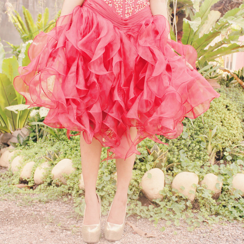 Ball Gown Sweetheart Knee Length Organza Beaded Prom Dress-stylesnuggle