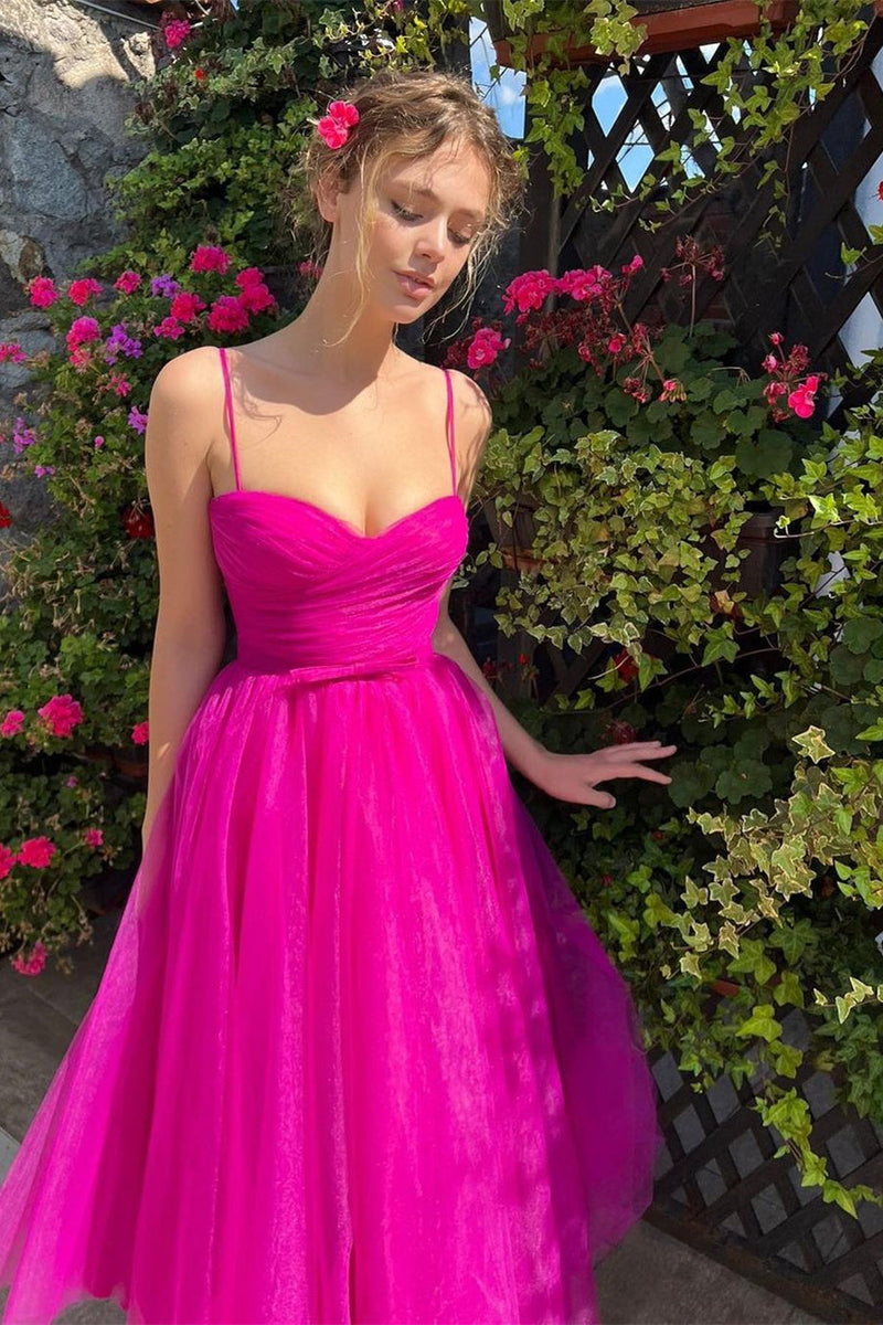 Ball Gown Sweetheart Spaghetti strap Tea-length Open Back Vintage Prom Dress-stylesnuggle