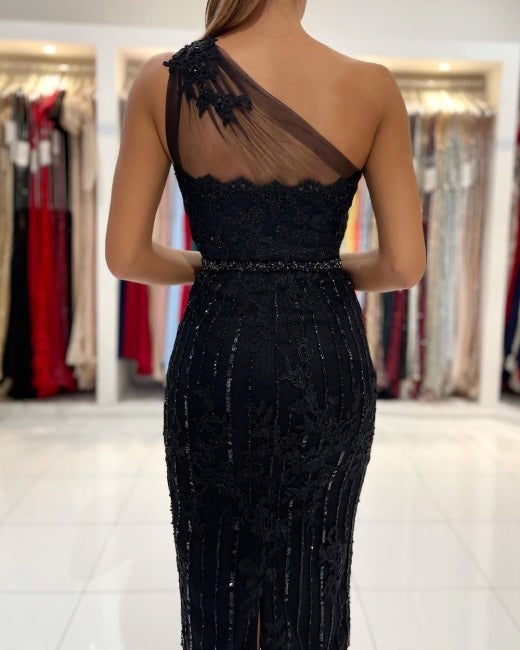 Beautiful Black Short Prom Dress Lace Appliques Online-stylesnuggle