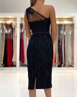 Beautiful Black Short Prom Dress Lace Appliques Online-stylesnuggle