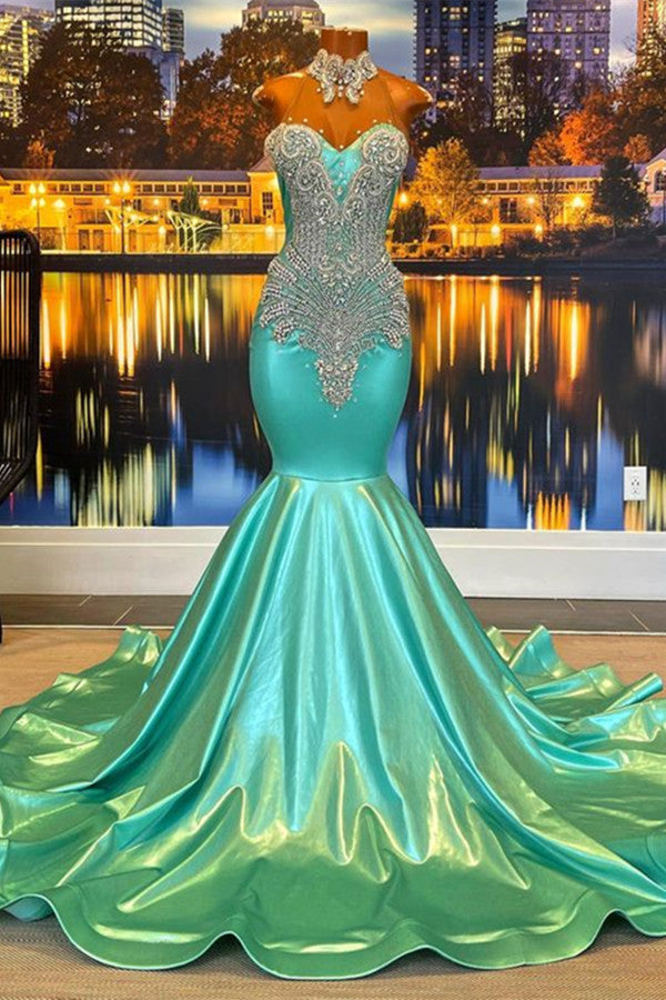 Beautiful High-neck Sweetheart Sleeveless Mermaid Prom Dress With Beading-stylesnuggle