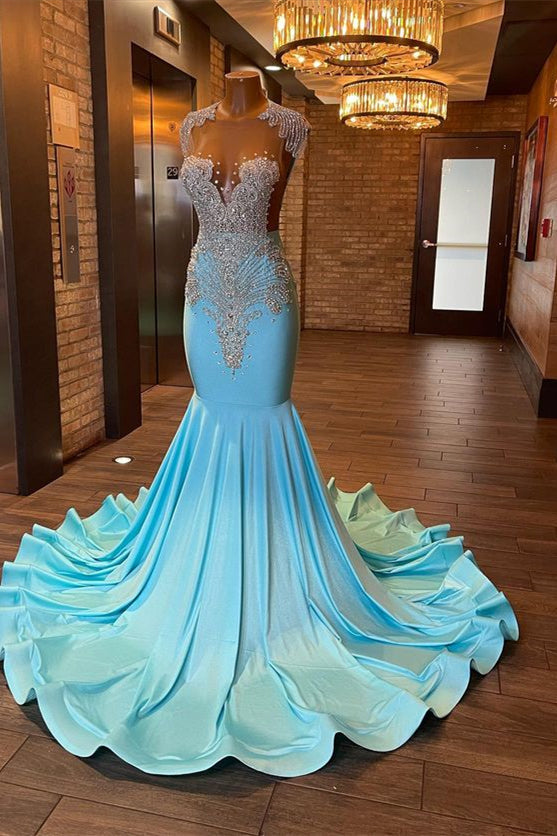 Beautiful Long Sleeveless Mermaid Prom Dress With Beading-stylesnuggle