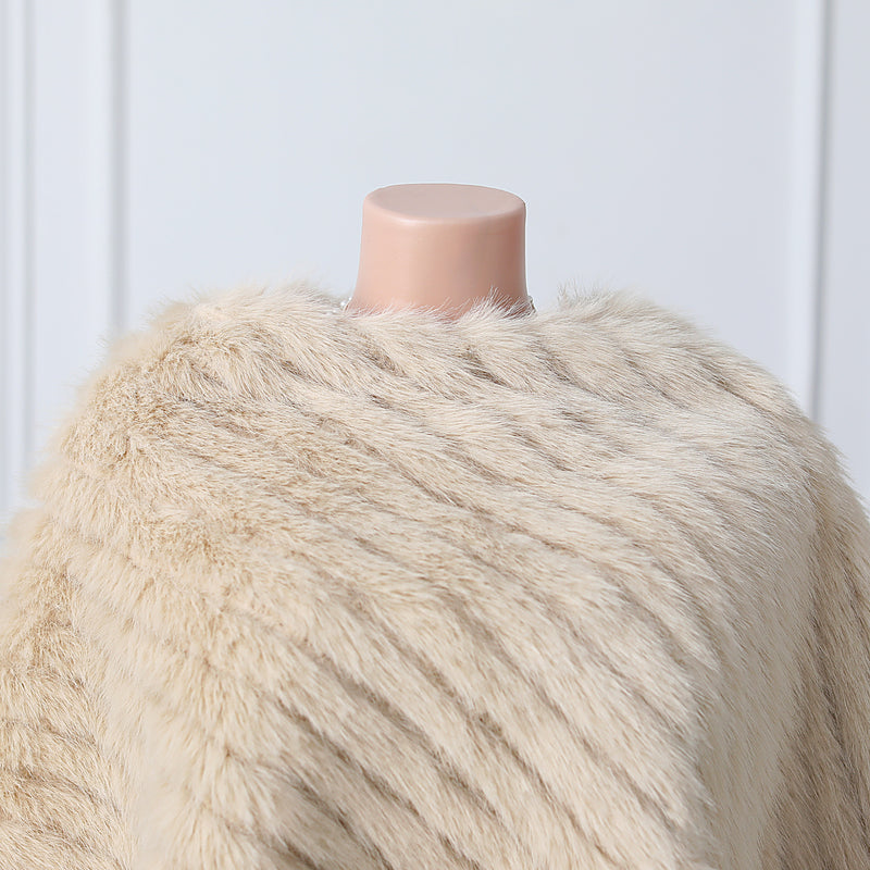 Beige Vertical Look Winter Wedding Shawl-stylesnuggle