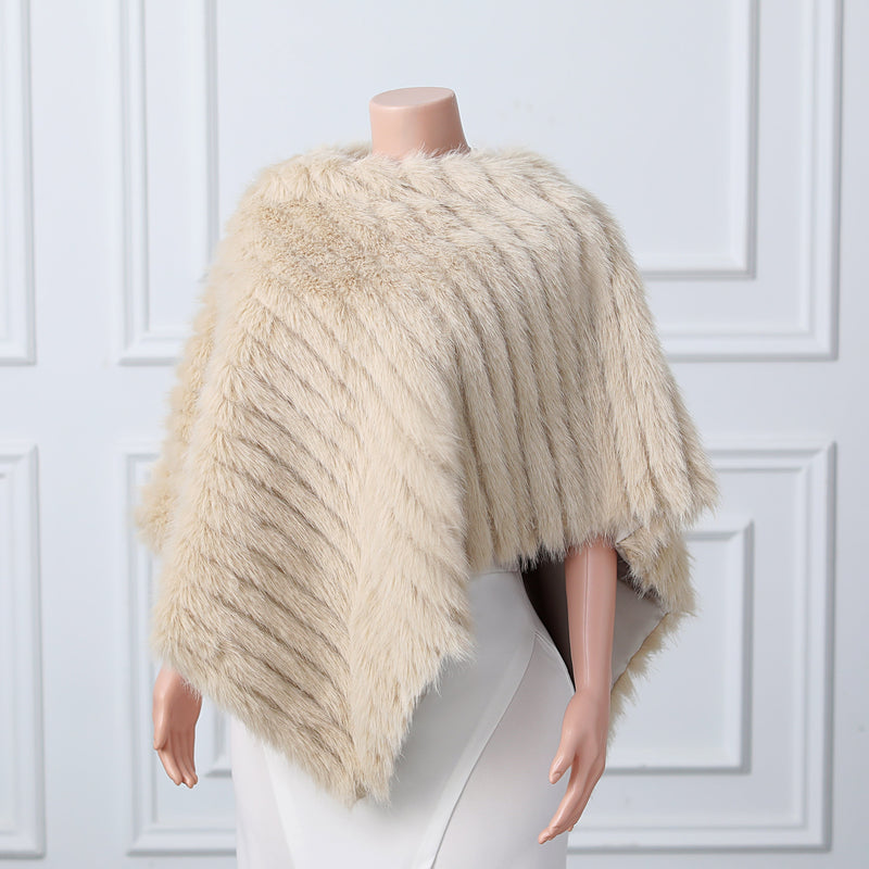 Beige Vertical Look Winter Wedding Shawl-stylesnuggle