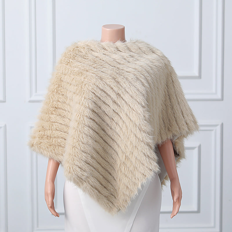 Beige Vertical Look Winter Wedding Shawl-stylesnuggle