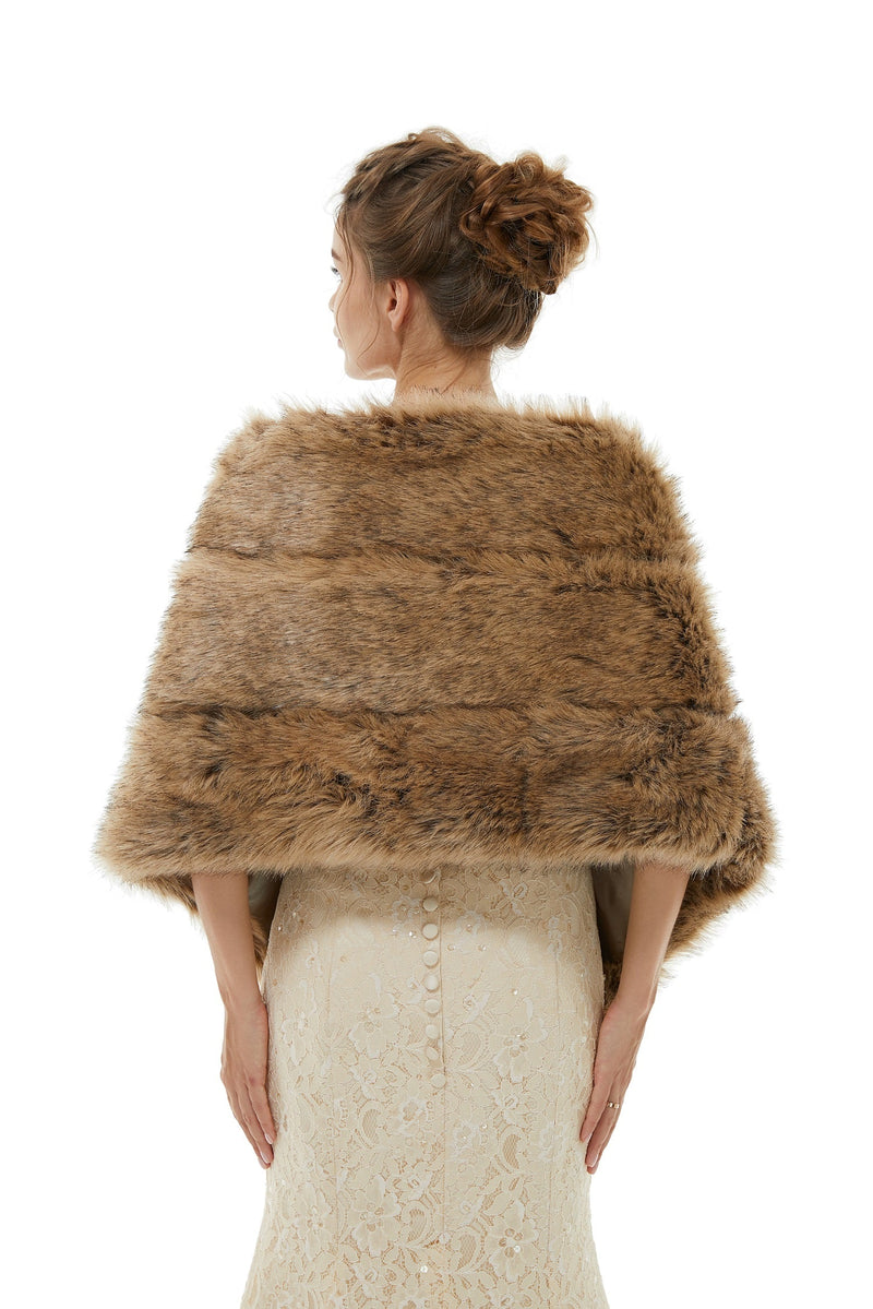 Bency - Winter Faux Fur Wedding Wrap-stylesnuggle