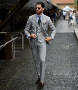 Bespoke Formal Mens Suits Regular Grey Three-Piece Business Suits-stylesnuggle