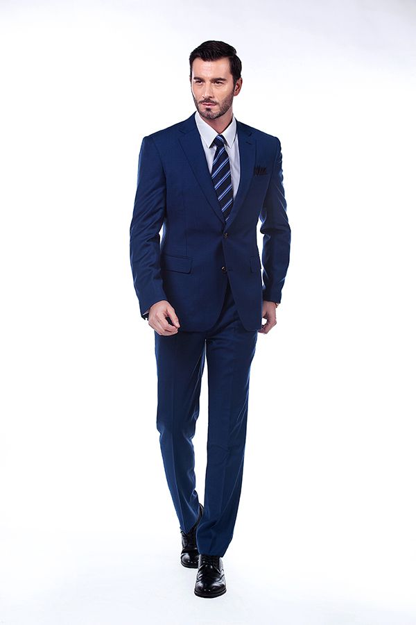 Looking for the Pricey Bespoke Solid Navy Blue Mens Suits for Formal online Find your Notched Lapel Single Breasted Two-piece Blue mens suits for prom, wedding and business at stylesnuggle.