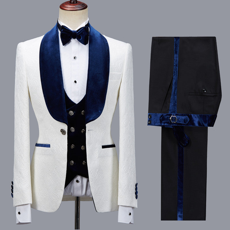 stylesnuggle is your ultimate source for Bespoke White Jacquard Shawl Lapel Men Suit for Wedding. Our White Shawl Lapel wedding groom Men Suits come in Bespoke styles &amp; colors with high quality and free shipping.