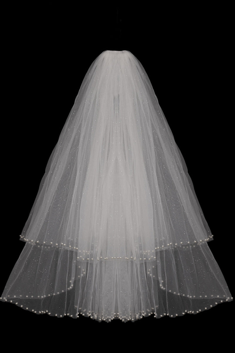 Beverly Classic With Pearls Wedding Veils-stylesnuggle