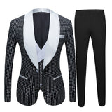 This Black Dot Slim Fit Shawl Lapel Wedding Tuxedo for Men at stylesnuggle comes in all sizes for prom, wedding and business. Shop an amazing selection of Shawl Lapel Single Breasted Black mens suits in cheap price.