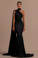 Black High Neck Mermaid Prom Dress with Open Back-Dbrbridal