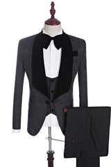 Shop for Black Jacquard Three-pieces Shawl Lapel Wedding Suits for Men in stylesnuggle at best prices.Find the best Black Shawl Lapel slim fit blazers with affordable price.