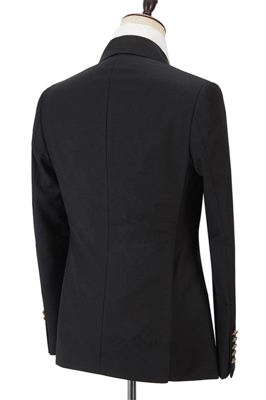 stylesnuggle made this Black Men Suits Online, Peak Lapel Blazer with Double Breasted with rush order service. Discover the design of this Black Solid Peaked Lapel Single Breasted mens suits cheap for prom, wedding or formal business occasion.