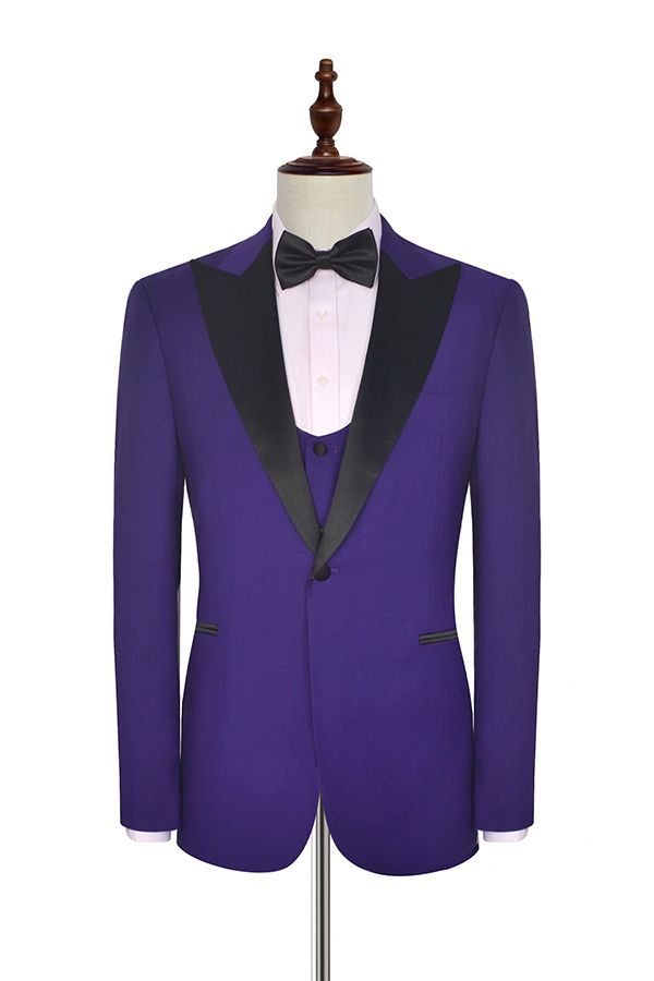 stylesnuggle has various cheap mens suits for prom, wedding or business. Shop this Black Silk Peak Lapel Three Piece Wedding Tuxedos, Mens Suits with Vest for Prom with free shipping and rush delivery. Special offers are offered to this Purple Single Breasted Peaked Lapel Three-piece mens suits.