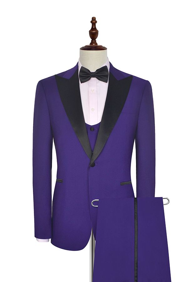 stylesnuggle has various cheap mens suits for prom, wedding or business. Shop this Black Silk Peak Lapel Three Piece Wedding Tuxedos, Mens Suits with Vest for Prom with free shipping and rush delivery. Special offers are offered to this Purple Single Breasted Peaked Lapel Three-piece mens suits.