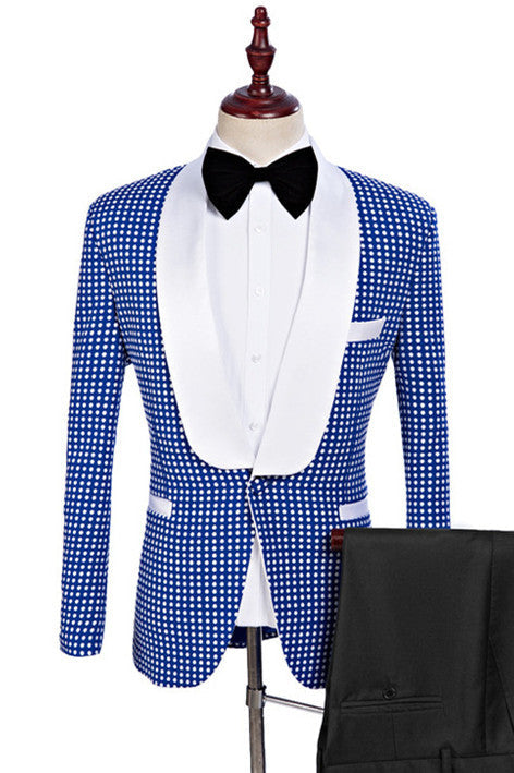 stylesnuggle is your ultimate source for Blue One Button Shawl Lapel Wedding Tuxedo for Men. Our Blue Shawl Lapel wedding groomsmen suits come in Bespoke styles &amp; colors with high quality and free shipping.