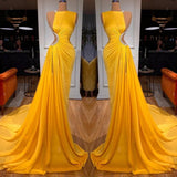 Bright Yellow Long Prom Dress Mermaid With Slit-stylesnuggle