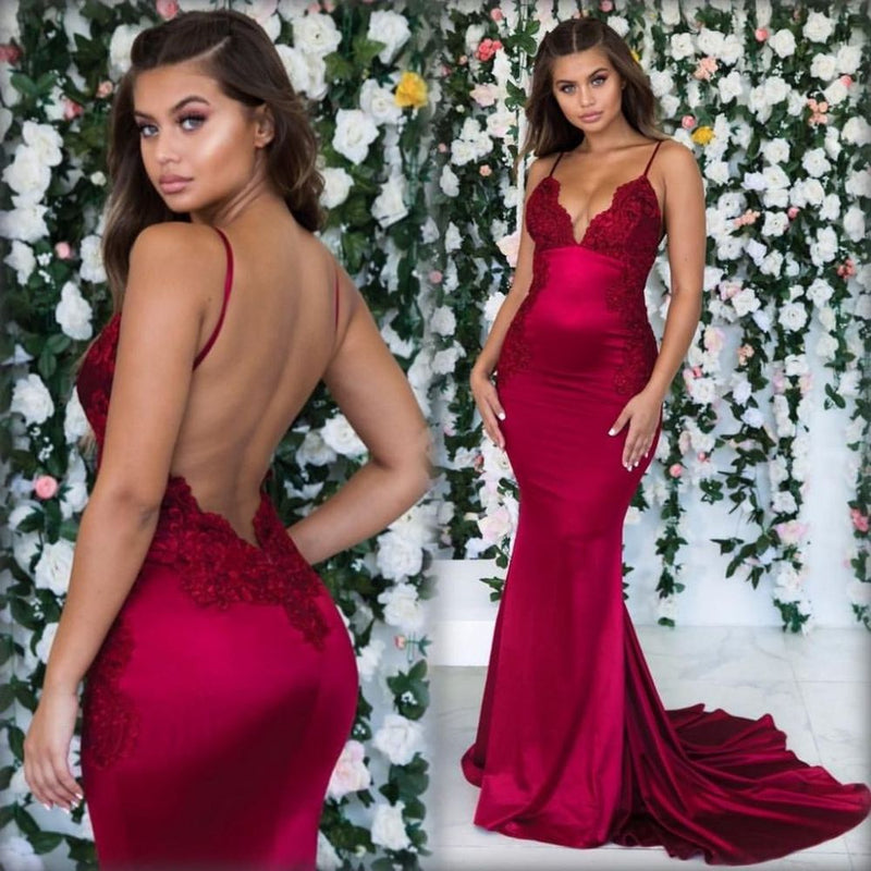 Still not know where to get your Spaghetti-Straps Lace Appliques Evening Gowns online? stylesnuggle offer you new arrival prom dresses at factory price,  fast delivery worldwide.