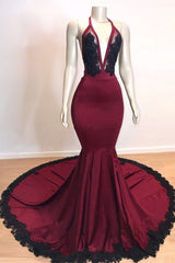 stylesnuggle offers Burgundy V-neck Halter Appliques Long Mermaid Evening Dresses at a cheap price from burgundy color to Mermaid hem.. Shop stylesnuggle with Gorgeous yet affordable Sleeveless Real Model Series.