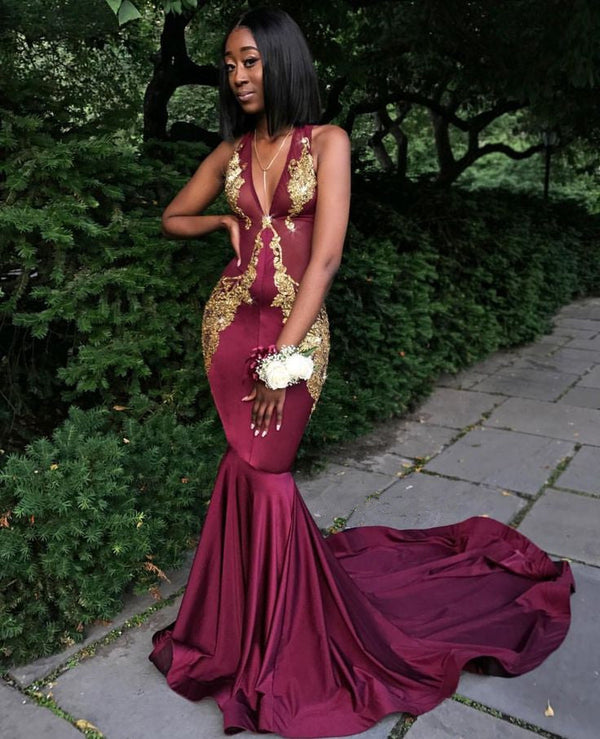 Looking for custom made v-neck mermaid burgundy prom dress,  New Arrival evening gowns on sale? stylesnuggle has all covered on Burgundy V-Neck Prom Dress,  Mermaid Evening Dress.