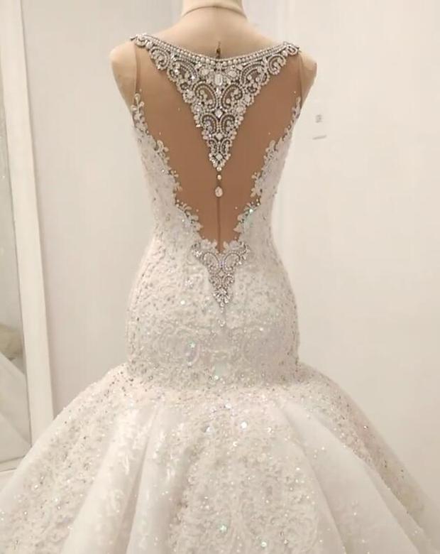 Any idea of dress for your big day? stylesnuggle custom made you this Cap Sleeves Sparkle Diamond Fit and Flare Wedding Dresses at factory price, fast delivery worldwide.