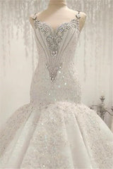 Cap Sleeves Sparkle Diamond Fit and Flare Wedding Dresses Online-stylesnuggle