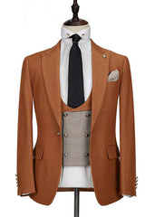 Caramel Slim Fit Dinner Suits For Men Formal Bespoke Prom Suits Tuxedos 3 Pieces-stylesnuggle