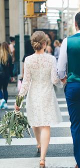 Looking for a dress in , A-line style, and Amazing Lace work? stylesnuggle custom made you this Casual Long Sleevess Lace Summer Short Summer Wedding Dress Online.