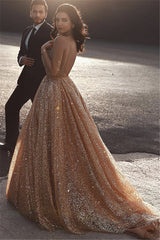 Search for champagne prom dresses online? stylesnuggle offer you Champagne Elgant A-line Spaghetti Straps Backless Sequins Prom Dresses available in 30 colors and 2-26w sizes,  and also free custom make service.