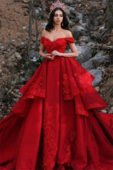 This beautiful Charming Ball Gown Appliques Off-the-Shoulder Sleeveless Prom Party Gownswill contribute to your beauty and make you more attractive in the party. The Off-the-shoulder bodice is fully lined which is soft,  and the Floor-length skirt with Appliques, Tiered to provide a pretty look of Satin.