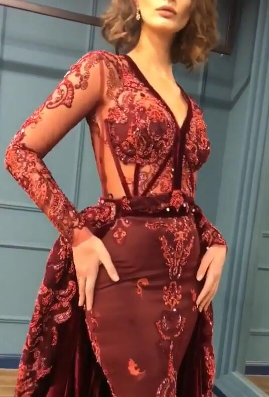 Shop stylesnuggle with high quality Burgundy Prom Party Gowns with reasonable price. Don't miss out the free shipping service on this Charming Beading Burgundy Long Sleevess Prom Dress.