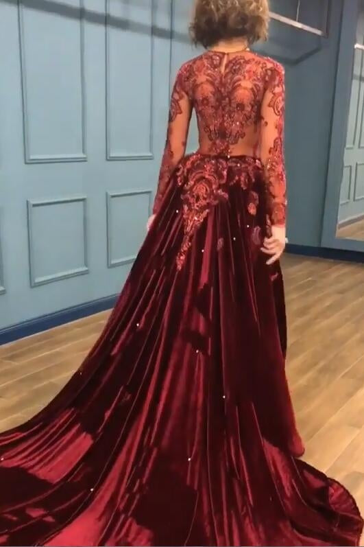 Shop stylesnuggle with high quality Burgundy Prom Party Gowns with reasonable price. Don't miss out the free shipping service on this Charming Beading Burgundy Long Sleevess Prom Dress.