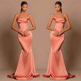 Charming Coral Spaghetti-Straps Prom Dress Mermaid Sleeveless-stylesnuggle