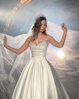 Charming FloorLength Sleeveless A Line Wedding Dress With Beads-stylesnuggle