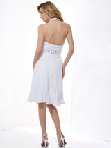 A-Line Charming Halter Sleeveless Beading Short Chiffon Bridesmaid Dresses