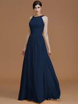 A-Line Charming Halter Sleeveless Ruched Chiffon Bridesmaid Dresses