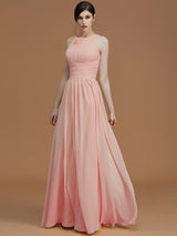 A-Line Charming Halter Sleeveless Ruched Chiffon Bridesmaid Dresses