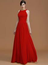 A-Line Charming Halter Sleeveless Ruched Chiffon Bridesmaid Dresses