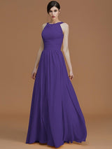 A-Line Charming Halter Sleeveless Ruched Chiffon Bridesmaid Dresses