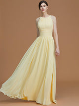 A-Line Charming Halter Sleeveless Ruched Chiffon Bridesmaid Dresses