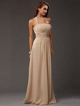 Charming Halter Sleeveless Ruffles Long Chiffon Bridesmaid Dresses