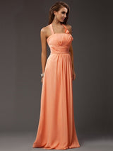 Charming Halter Sleeveless Ruffles Long Chiffon Bridesmaid Dresses