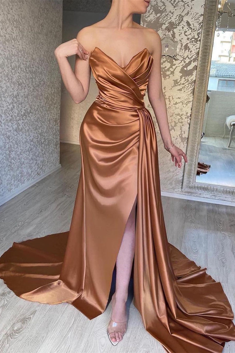 Charming Long Sleeveless Chic Prom Dresses Long Slit Online-stylesnuggle