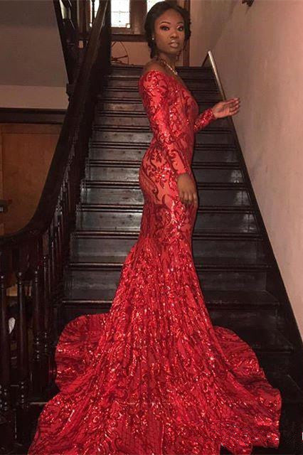 stylesnuggle offers Charming Mermaid Off-the-Shoulder Long Sleevess Prom Dresses Sequins Party Gowns at cheap prices from Sequined to Mermaid Floor-length. They are Gorgeous yet affordable Long Sleevess Prom Dresses. You will become the most shining star with the dress on.